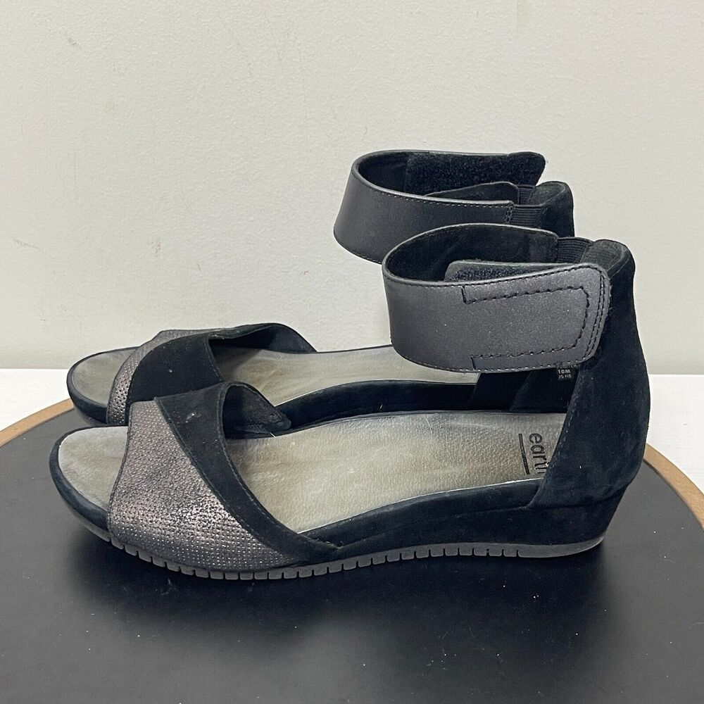 Earth Ficus Sagittarius Ankle Strap Back Sandal‎ Pewter Suede Women 10 M - Picture 5 of 11